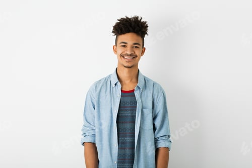 Preview: portrait of young handsome black man, african american youth