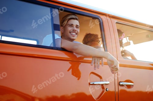 Preview: Hippie friends in a van on a road trip