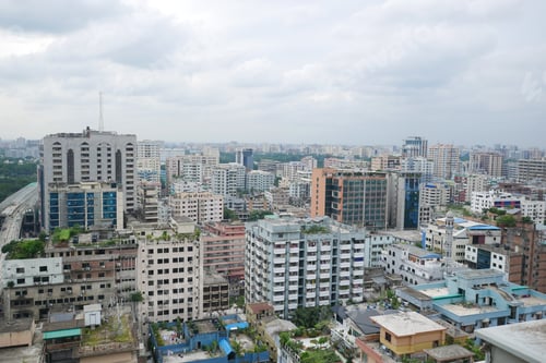 Preview: high angle view of dhaka city residential and financial buildings at sunny day