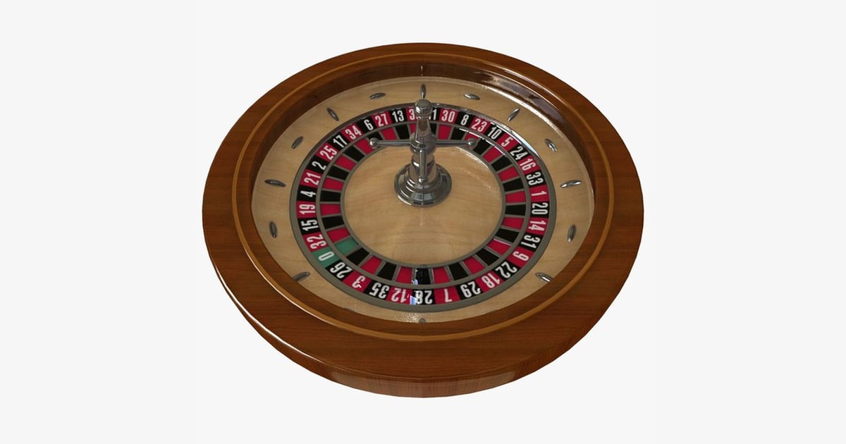 Roulette wheel with wooden base and numbered sections 3D, Incl. casino ...