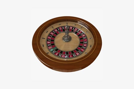 Preview: Roulette wheel with wooden base and numbered sections