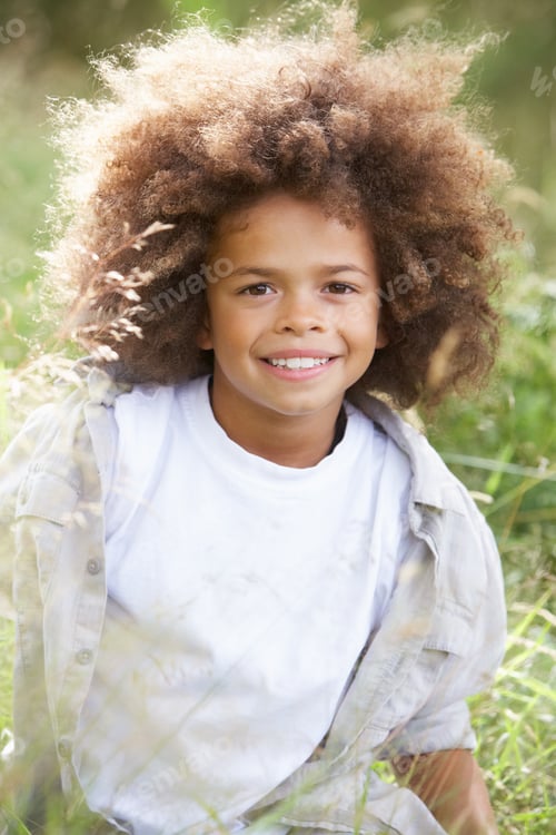 Preview: Portrait Of Boy Exploring Woods