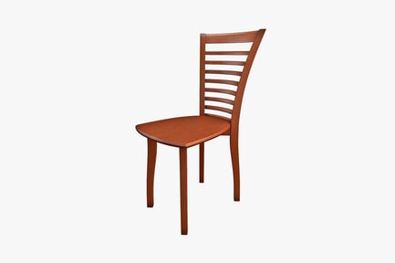 Preview: Curved slatted wooden chair with tapered legs