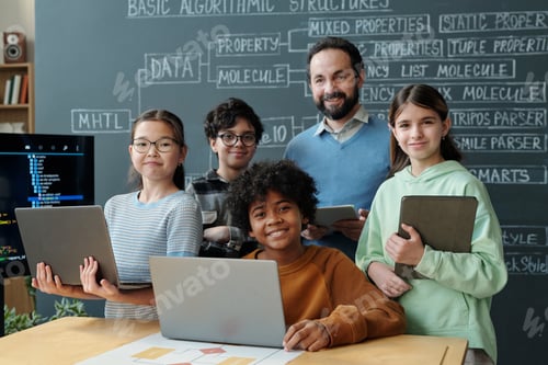 Preview: Group of Diverse Students Participating in Technology Class