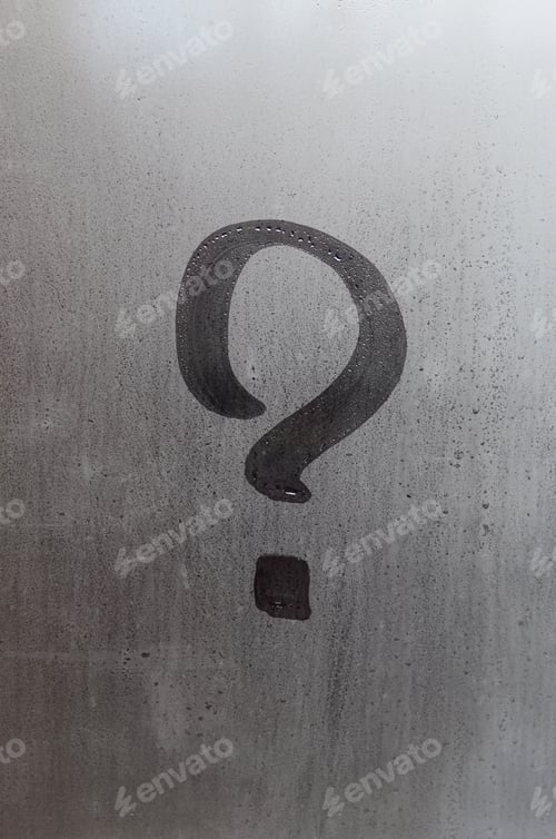 Preview: The inscription on glass, question mark concept