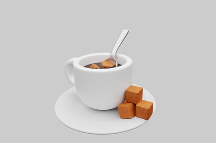 Preview: Coffee cup with sugar cubes