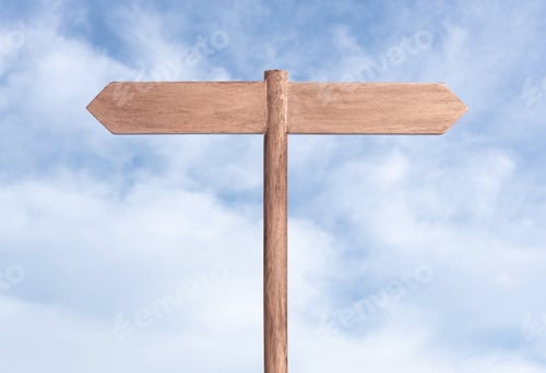 Preview: Blank Signpost with two planks on opposite way