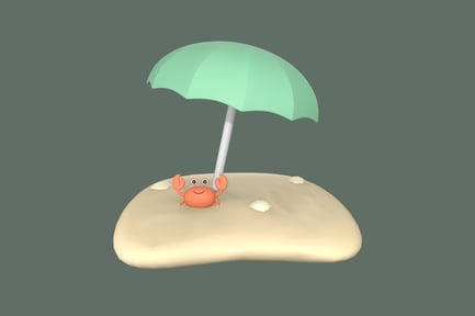 Preview: Beach Umbrella Sea 3D Illustration