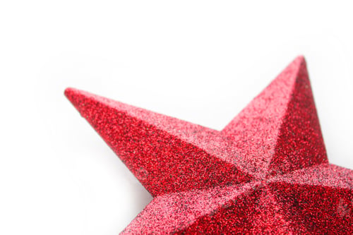 Preview: Red sparkle glitter Christmas star on white background