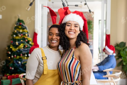 Preview: Two Women Enjoying the Festive Christmas Holiday Season