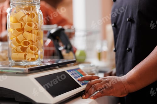 Preview: African american woman selling bio food