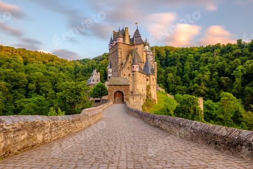 Preview: Burg Eltz castle in Rhineland-Palatinate at sunset