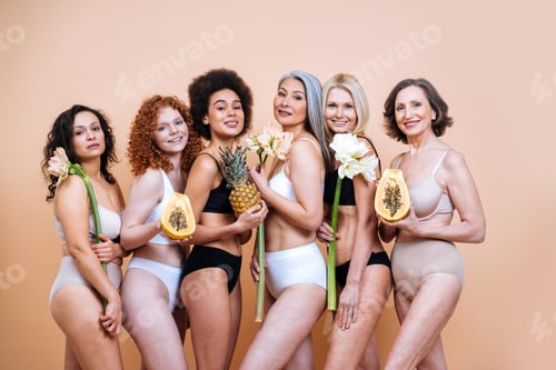 Preview: Beauty image of a group of women with different age, skin and body