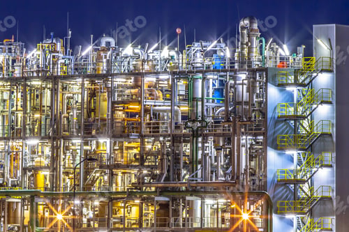 Preview: Industrial Chemical factory details at night