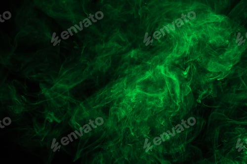Preview: abstract background with green mystical smoke on black