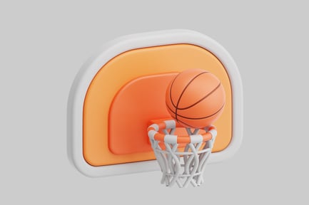 Preview: Basketball hoop with ball in mid-air