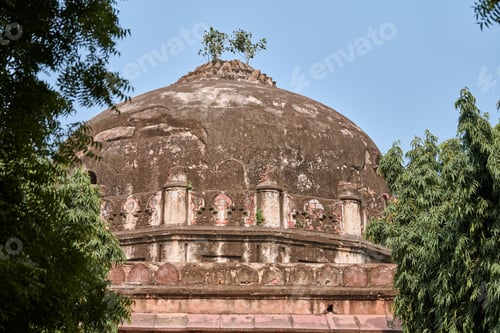 Preview: Dome of Shish Gumbad tomb in New Delhi Lodhi garden, India, ancient indian tomb of Shisha Gumbad