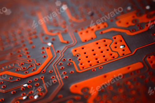 Preview: Bokeh electronic circuit close up computer