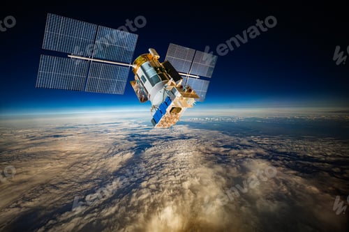 Preview: Detailed view of a satellite in space