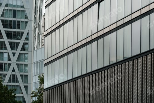 Preview: Modern office building facade featuring geometric patterns
