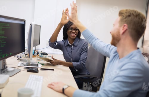 Preview: Programmers cooperating at information technology company