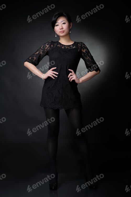 Preview: Asian Woman In Black Dress