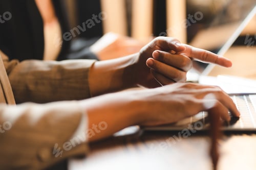 Preview: business person hands typing on computer keyboard closeup banner, businessman or student