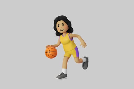 Preview: Cartoon basketball player dribbling ball