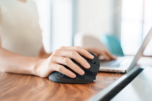 Preview: woman hand using computer ergonomic mouse