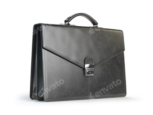 Preview: Black leather briefcase isolated on the white background