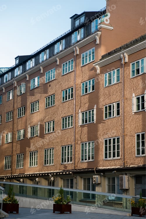 Preview: beautiful architecture and green plants on street in oslo, norway