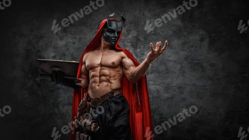 Preview: Mystic cultist with horned mask and red robe