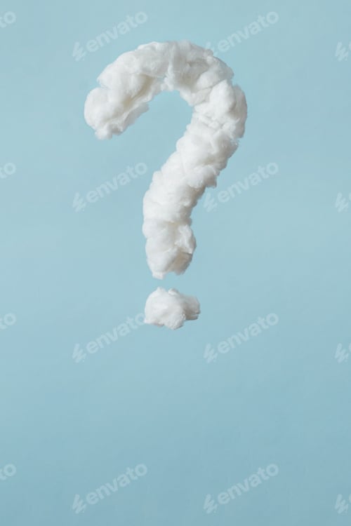 Preview: Cotton wool question mark styled like a cloud
