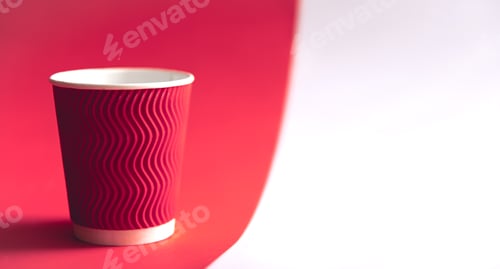 Preview: Disposable paper cup in trendy color Viva Magenta.