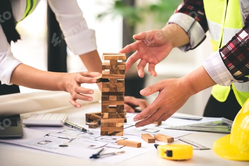 Preview: architect concept Let's help each other to build Architects working to present engineering ideas to