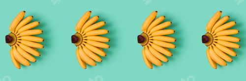 Preview: Trendy colorful fruit pattern of yellow bananas on blue background