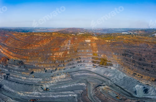 Preview: Aerial view of southern mining factory, mine quarry in Ukraine