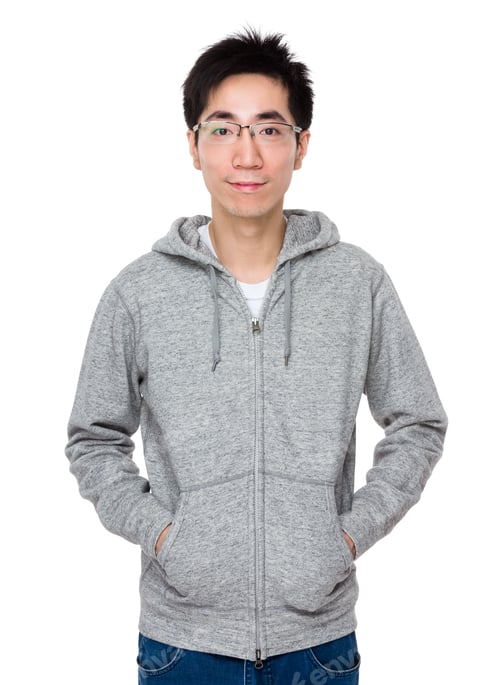 Preview: Asian man hand in pocket