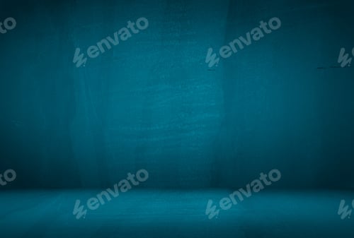 Preview: Vintage grunge blue concrete texture studio wall background with vignette.