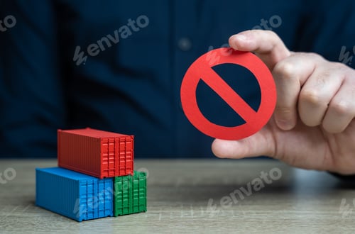 Preview: Shipping containers and prohibition symbol NO.