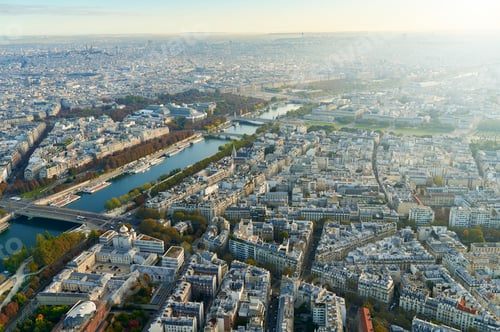 Preview: Paris landscape with Seine river, aerial view