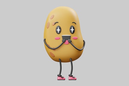 Preview: Cartoon potato character in pink shoes