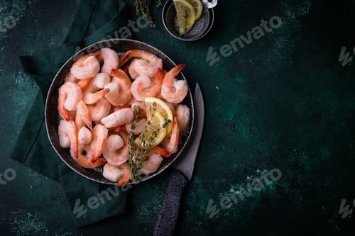 Preview: Frozen uncooked prawns or shrimps with lemon