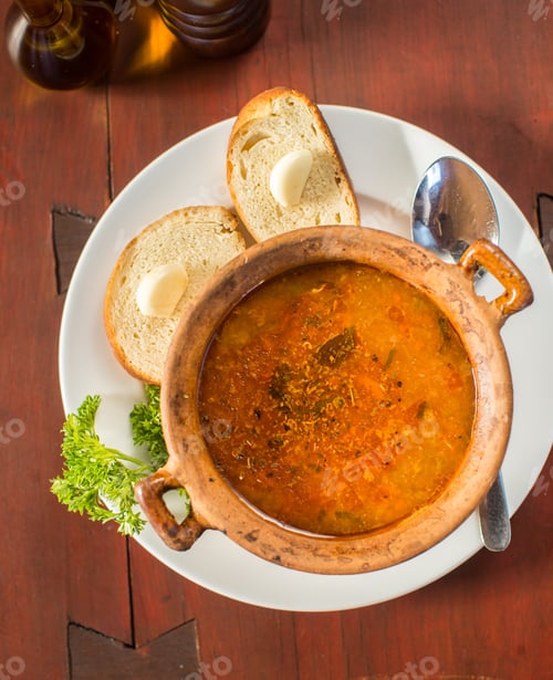 Preview: Fish soup with bread and garlic