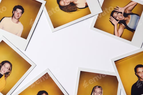 Preview: Instant Film Photos Of Young Men And Women For Modeling Casting In Studio On White Background