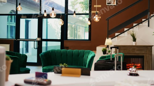 Preview: Empty hotel reception and lobby