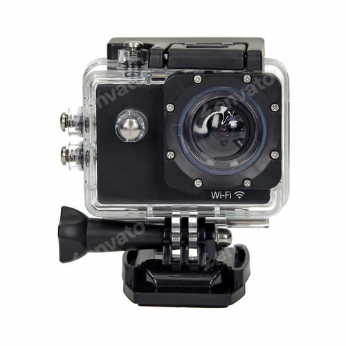 Preview: Closeup shot of an action camera isolated on a white background