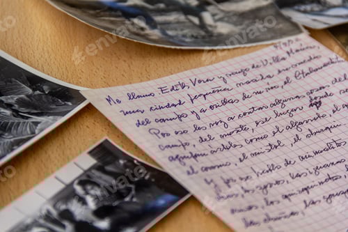 Preview: Closeup of old photographs of Edith Vera