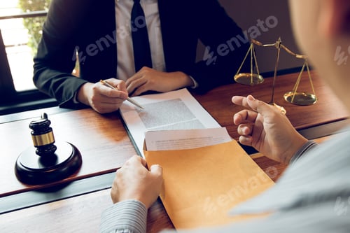 Preview: Client is submitting information on the paper of the prosecution document to the lawyer.