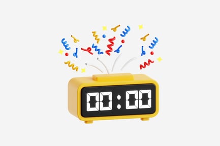 Preview: Yellow 3D Digital Clock 00:00 Confetti